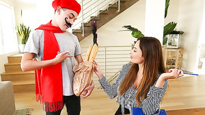 Beautiful MILF Anissa Kate almost caught fucking a young guy with a huge cock