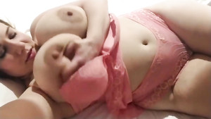 Amateur BBW touches her huge tits and shows her round ass