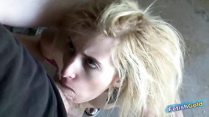 Voluptuous street whore sucks the dick and fucks outside in her heels