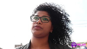 Horny ebony bitch with glasses gets rammed by BBC