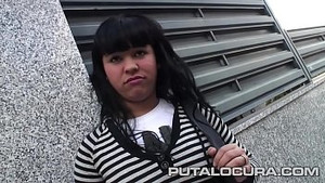 Chubby babe shows her boobs and gets fucked in a hotel