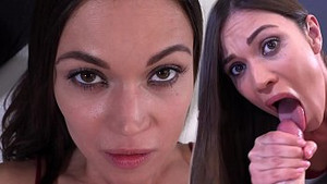 Alyssa Reece deepthroats and rides a huge cock in POV