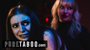 Depraved couple is having fun with a nice girl in a BDSM room