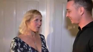 Kinky British mom enjoys youngster's cock between her pussy lips