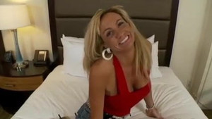 Thick blonde mommy sucks a thick white dick and rides
