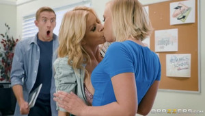 Busty MILF teacher Alexis Fawx has threesome with young couple