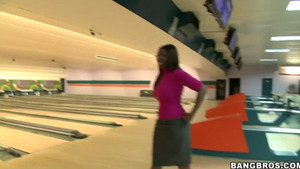 Hot and slender black girlfriends are loosing bowling game to their fuckers