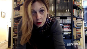 Horny blonde MILF strips on a web cam to show of her sexy body and fuck her dildo