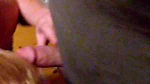 Chubby redhead mommy with big tits sucks two cocks and gets railed in a threesome