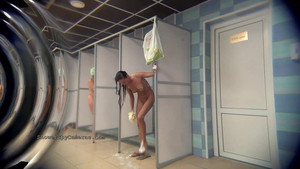 Many different amateur mommies secretly recorded nude while using a public shower