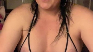 BBW milf shows off her huge tits and milks them