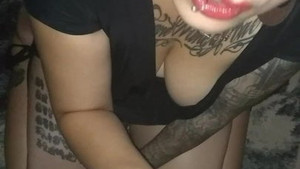 Teacher with tattoos gets down on her knees to give a fantastic blowjob