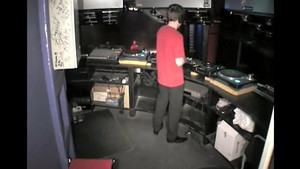 Pretty young DJ seduces and fucks hard a young slender brunette