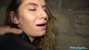 Sexy slender chick with beauty face fucks hard for cash