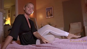 Slender charming sexy blonde milf gets seduced and filmed in POV porn video